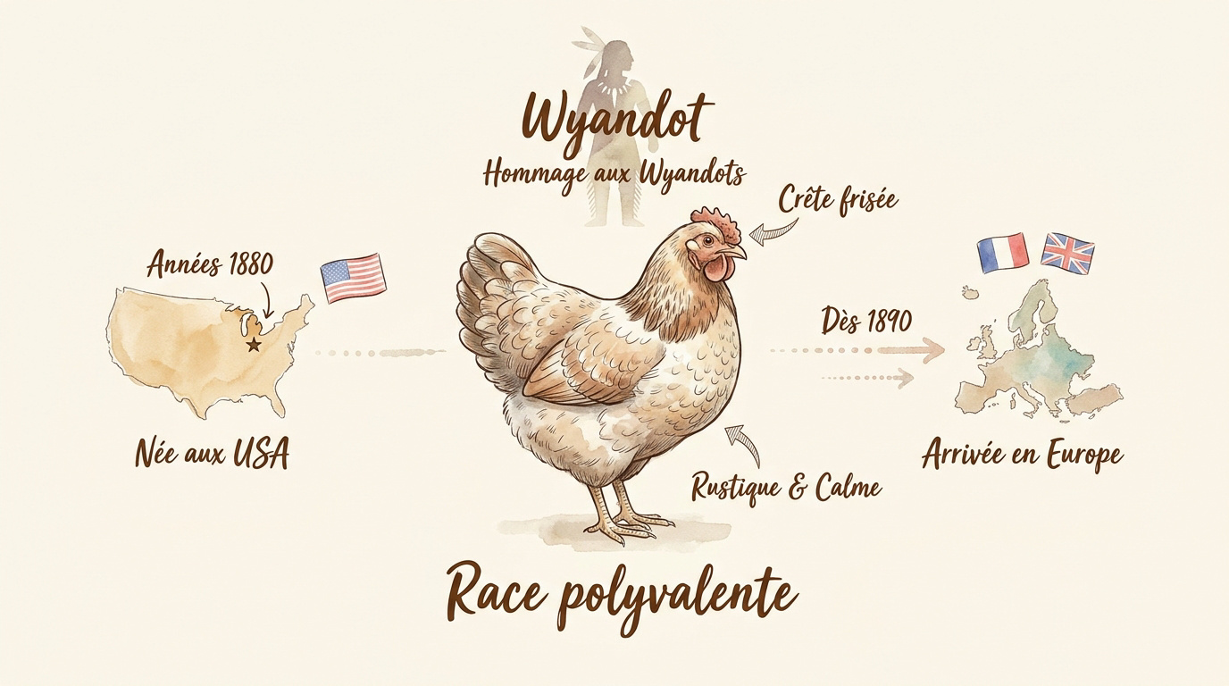 Poule Wyandotte argentée à liseré noir dans une ferme